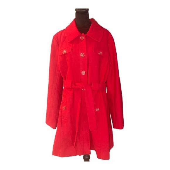 New York & Company Jackets & Blazers - New York & Company Vibrant Red Belted Jacket Size XL NWT